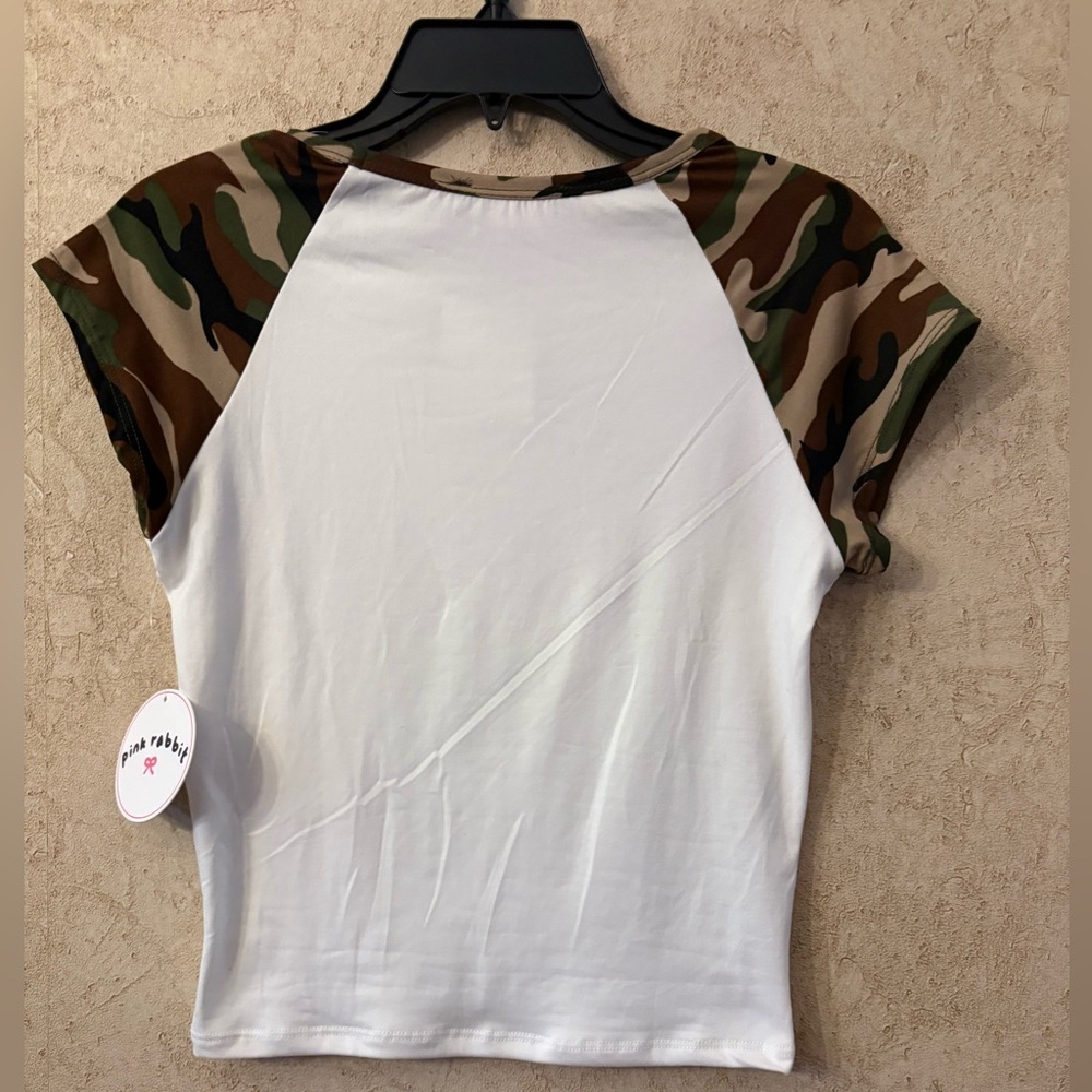 Pink Rabbit White and Camouflage Raglan T-Shirt - Picture 2 of 4